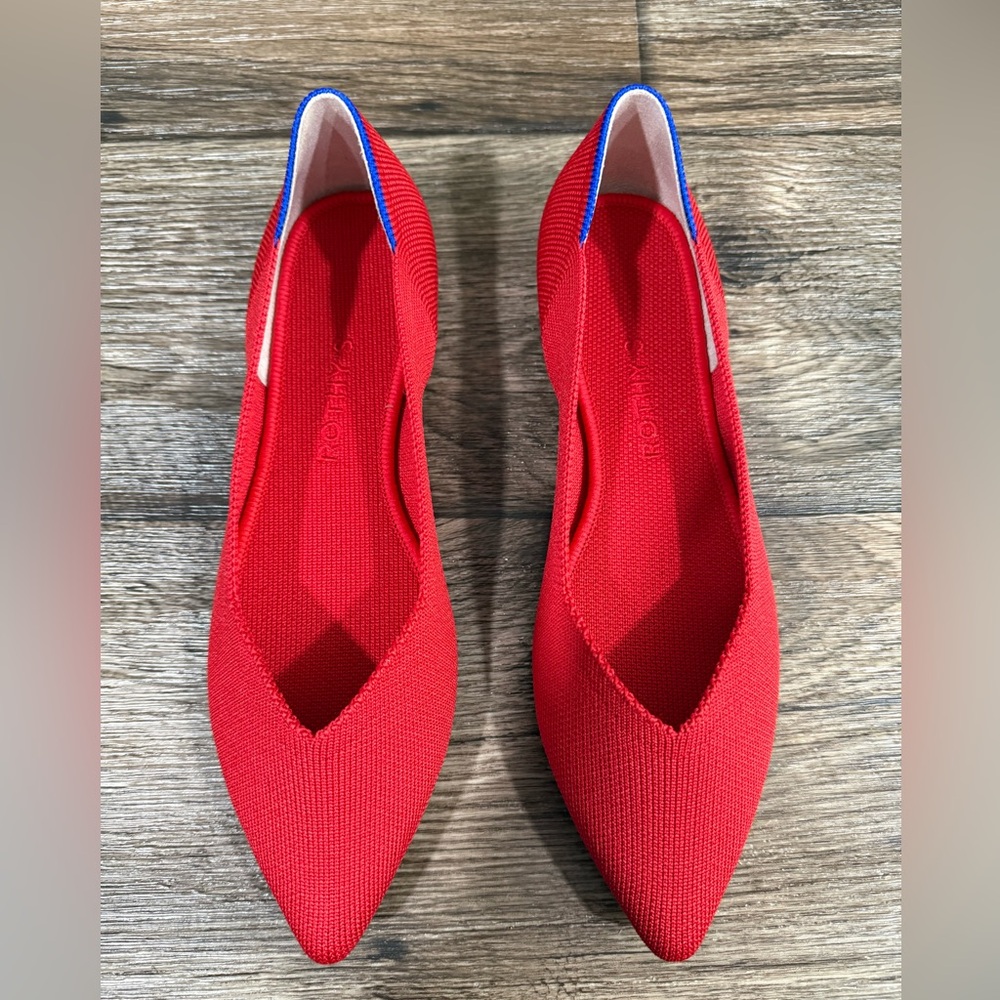 LAST PAIR!! Rothy's Pointy Toe Flat BRIGHT RED NEW SZ 8 - Picture 8 of 13